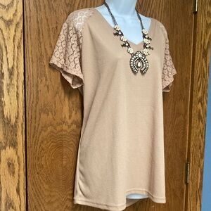 Beige Lace Thermal Dress T-shirt
